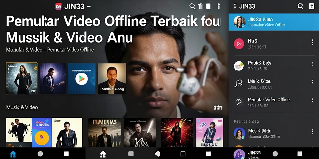 Tampilan antarmuka JIN33 yang memudahkan pemutaran video offline.