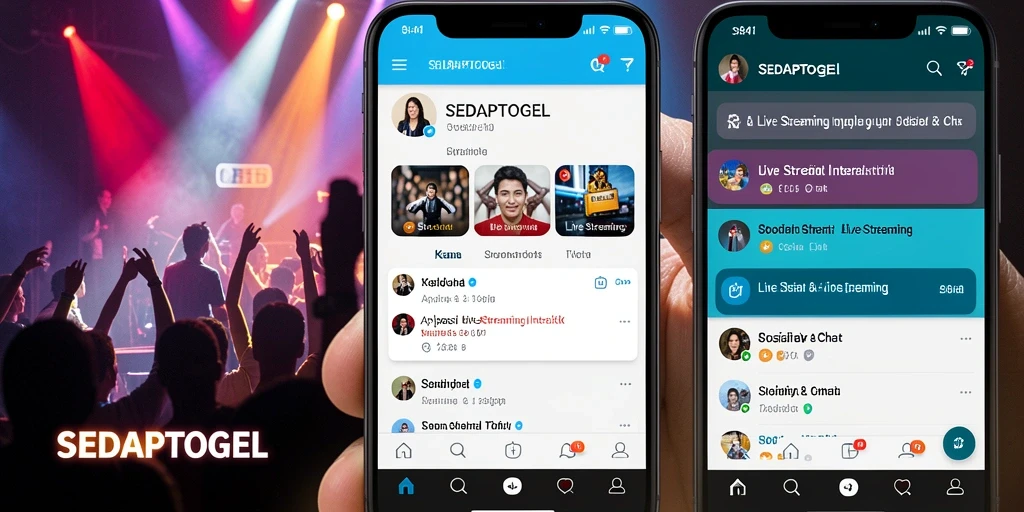 Antarmuka aplikasi SEDAPTOGEL menunjukkan fungsi Live Streaming yang interaktif.