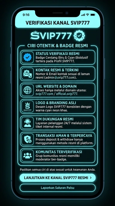Tampilan kanal resmi svip777